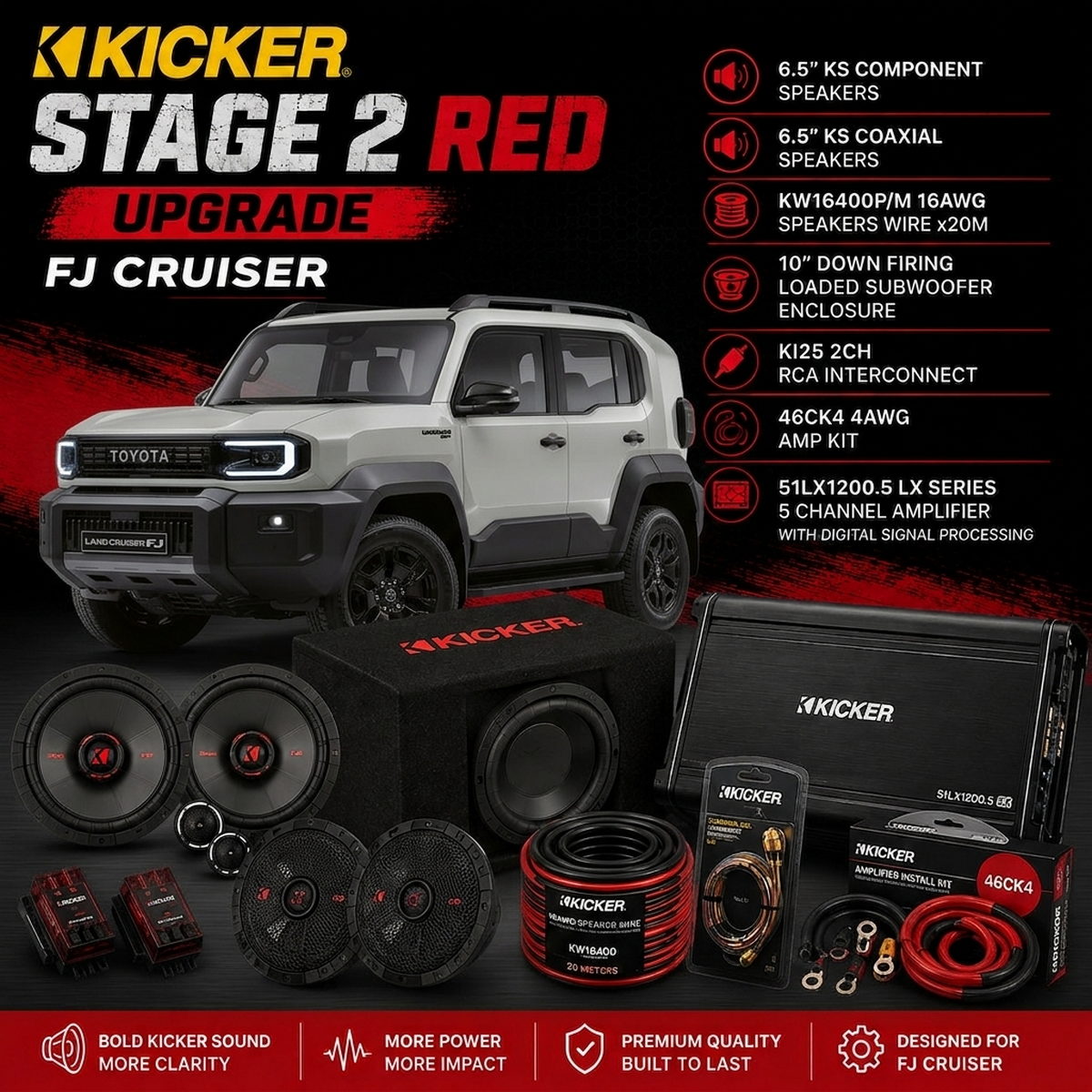 Kicker Stage 2 Red Upgrade FJ Cruiser